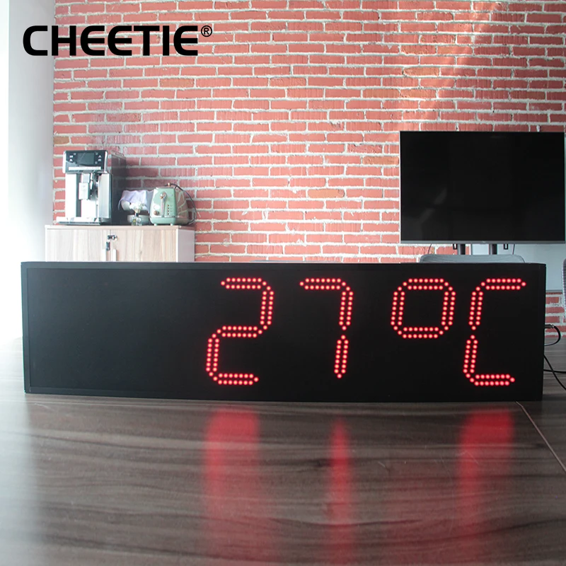 CHEETIE CP030 ساعة رقمية LED كبيرة الحجم خارجية تعرض علامة الوقت ودرجة الحرارة للقاعات الكبيرة