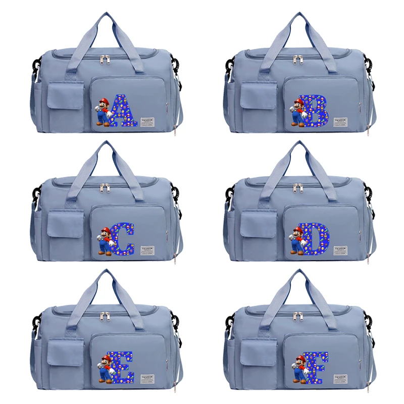 Super Mario Cartoon Tote Travel Bag Large Capacity Clothes Storage Bags Gym Duffle Pack with Shoe Compartment Portable HandBag