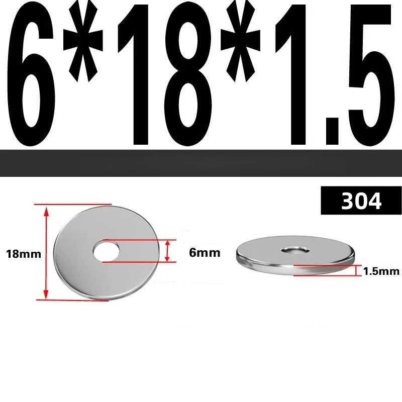 A2-70 304 SS Big Large Flat Washers M3 M4 M5 M6 M8 M10 M12 Metric Oversized Wide Plain Washers Spacers Heavy Duty Gaskets image 5