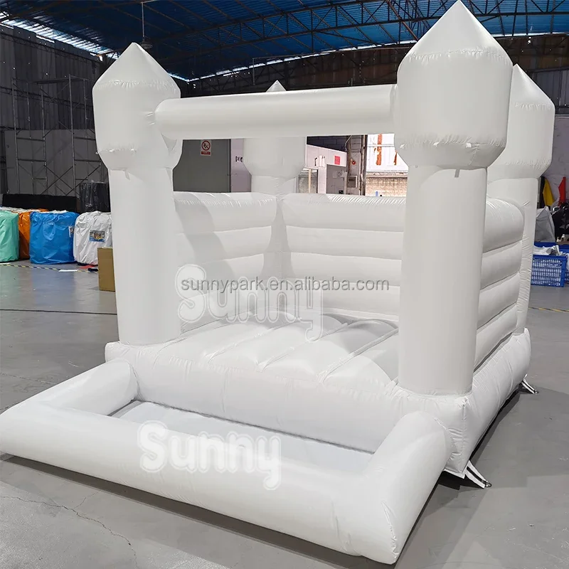 Commercial Kids Inflatable Jumping Castle Wedding Party Bouncy Jumping Castle White Bounce House with Ball Pit For Sale