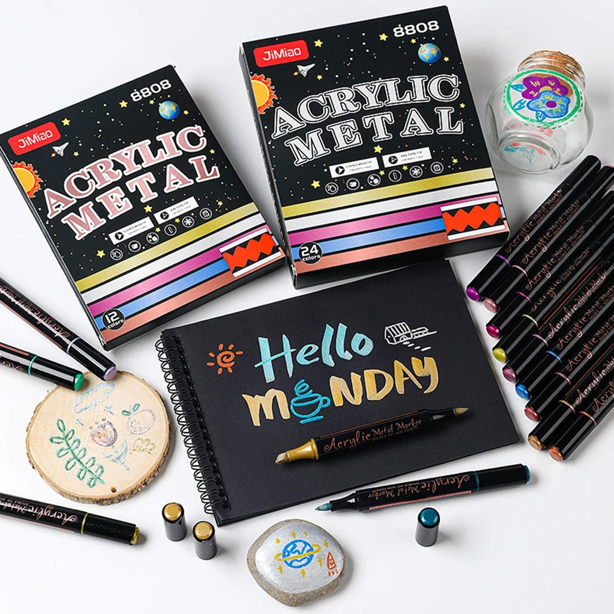 

Double-headed Metal Acrylic Marker Non-fading Waterproof Paint Pen Color Patch Pen Large Capacity Marker Graffiti Art Supplies