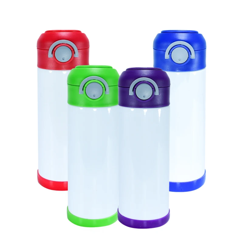 USA warehouse 350ml 12oz kids flip top kids bottle straight sublimation blanks bouncing tumbler stainless steel double wall cup