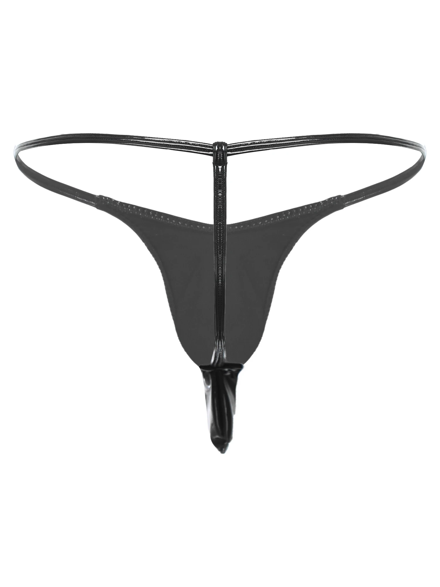 Men's Sissy Patent Leather T-back G-string Thongs Bulge Pouch Low Waist Briefs Sexy Dating Role Play Mini Underpants Nightwear
