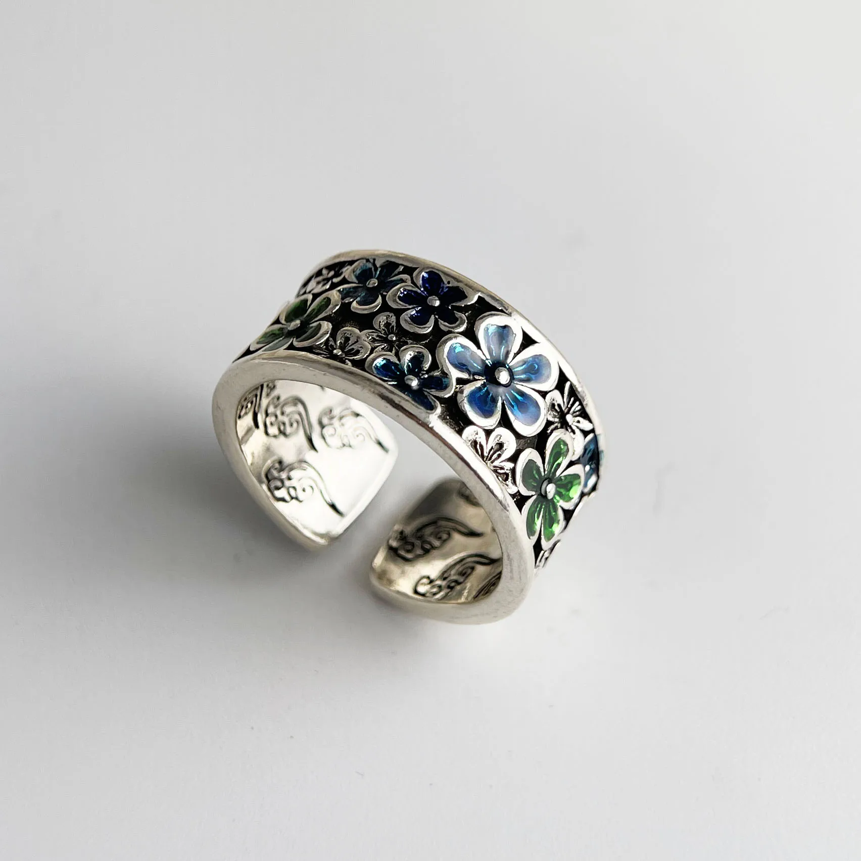 925 فضة خواتم للنساء زوجين الحد الأدنى اليدوية بسيطة الأصفر زهرة الزركو خاتم غرامة مجوهرات هدية منع الحساسية