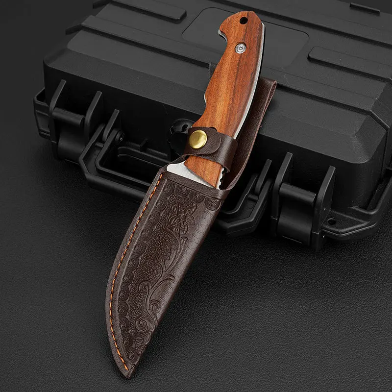 Wild Survival Self-defense Knife, Portable Mini Pocket Knife, Stainless Steel Fruit Knife Meat Knife, Suitable For Outdoor Campi