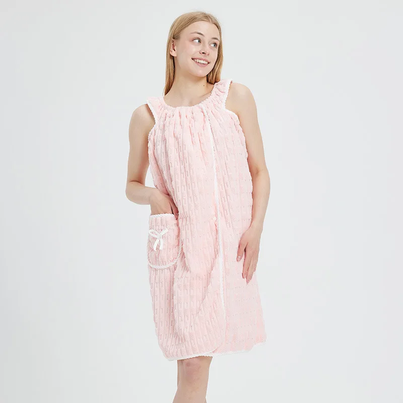 Neues Neckholder-Badekleid für Erwachsene, tragbarer Bademantel für Damen, schnelle Wasseraufnahme, Badetuch für zu Hause zum Baden