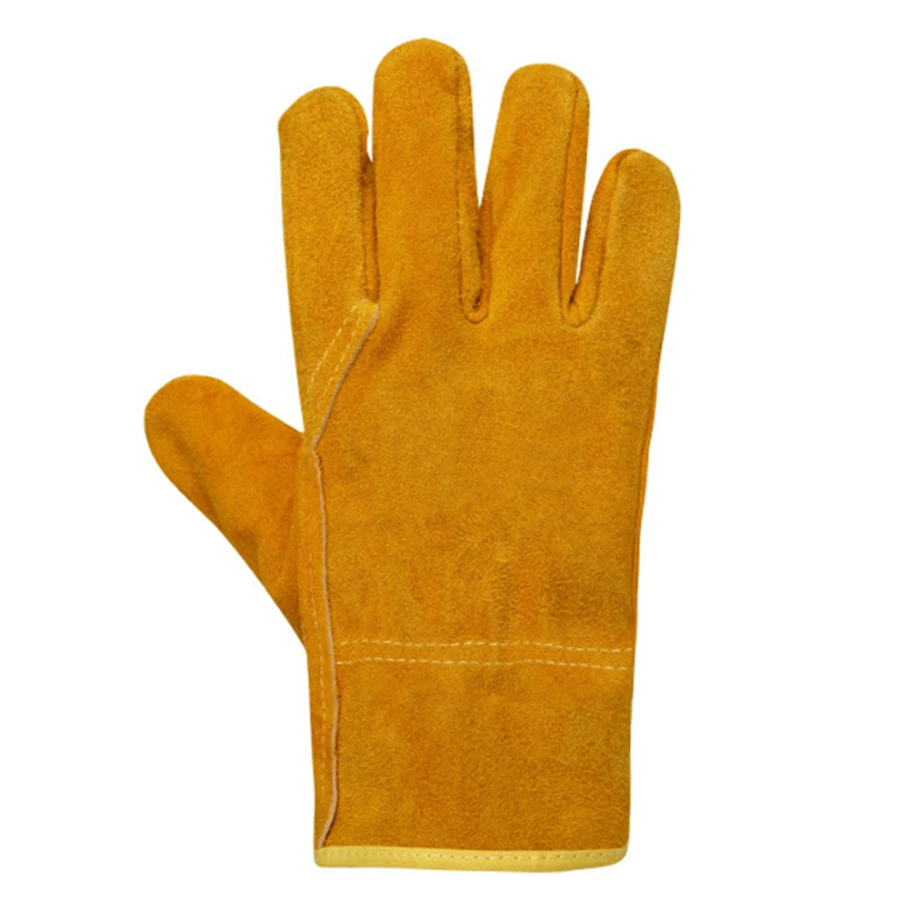 Work Gloves Cowhide Leather Welding Gloves Heat Wear Resistant Security Protection Gloves For Welder Carpentry Gardening Worker