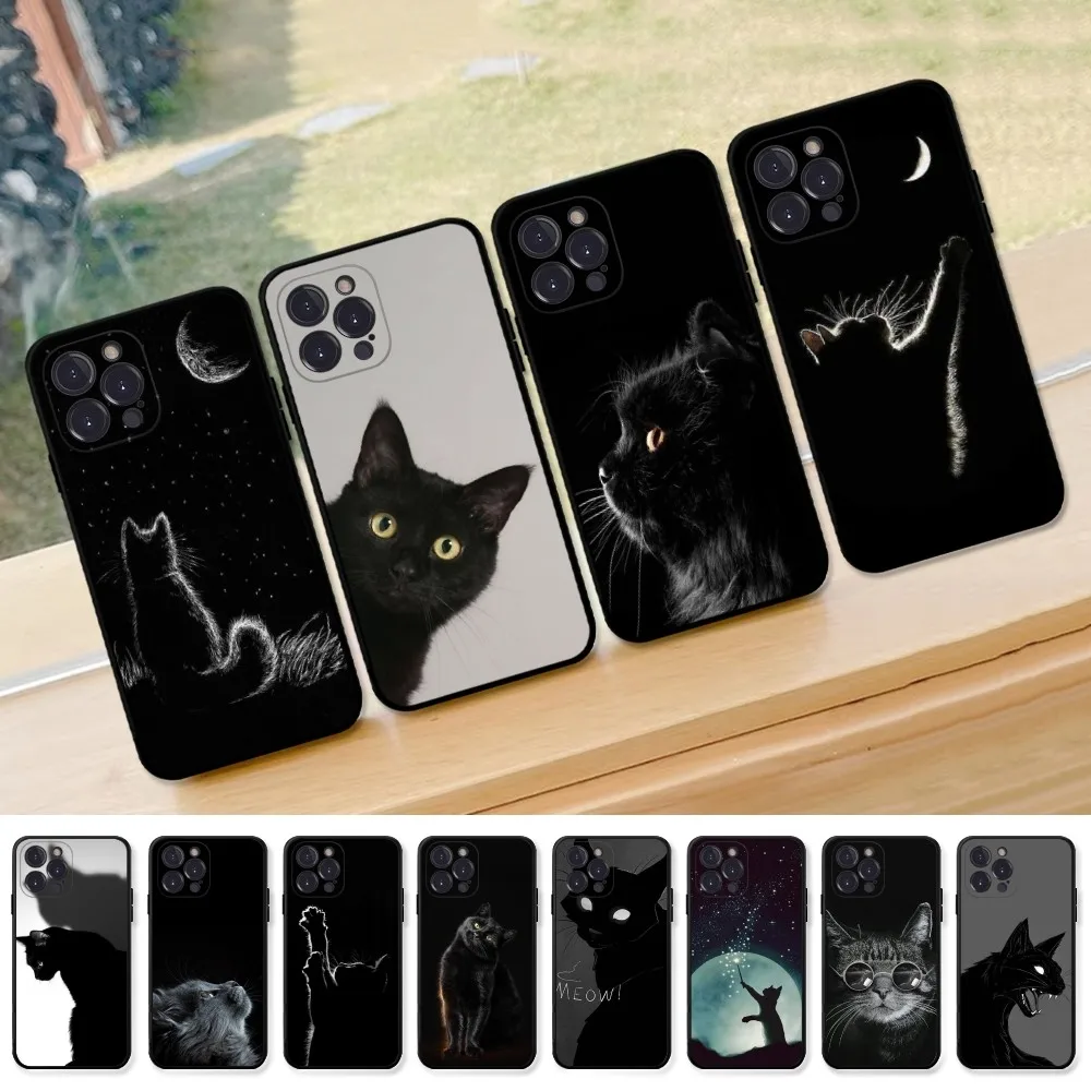 Black cat Phone Case for iPhone 15 8 7 6 6S Plus X SE 2020 XR XS 14 11 12 13 Mini Pro Max Mobile Case