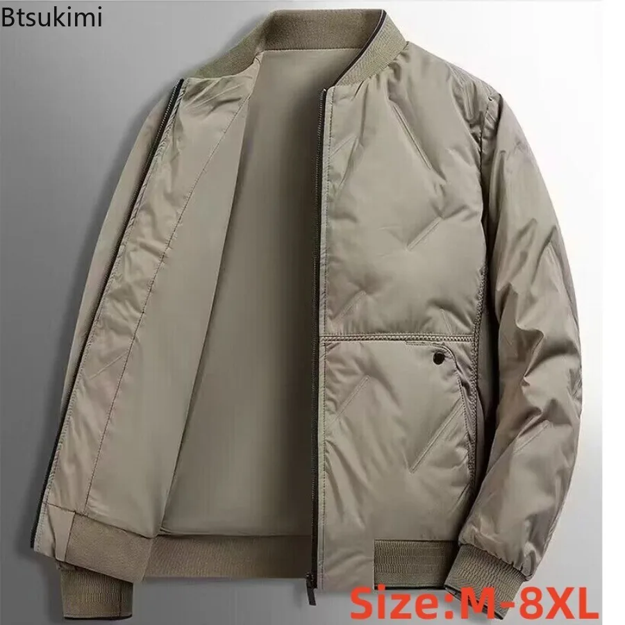 Men's Parkas Winter New Item Middle-aged Elderly Baseball Collar High-end Business Leisure Sports Warm Top Oversized Size M-8XL