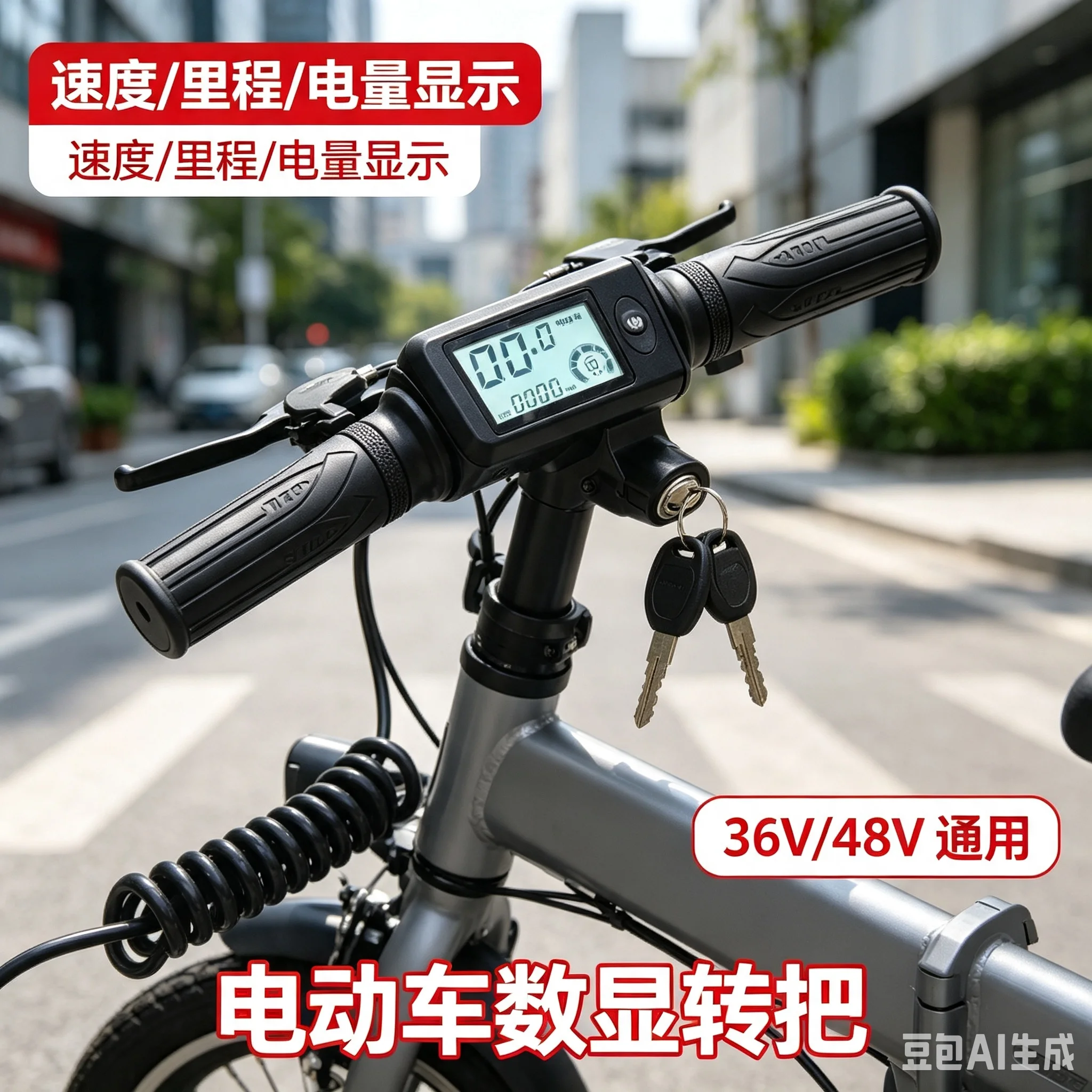 Folding E-Bike Lithium Battery Twist Throttle With Lock Key Speed Display Control Instrument