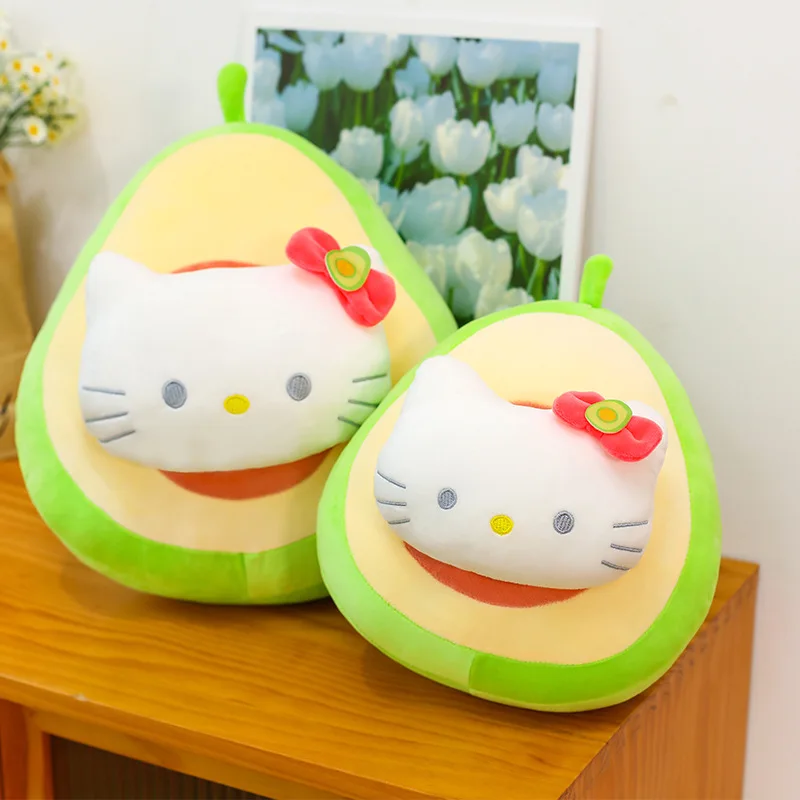 

30/40 см Sanrio милый авокадо Hello Kitty плюшевые куклы подушка для сна игрушка мультяшная подушка для талии диванная подушка спинка для изголовья кровати
