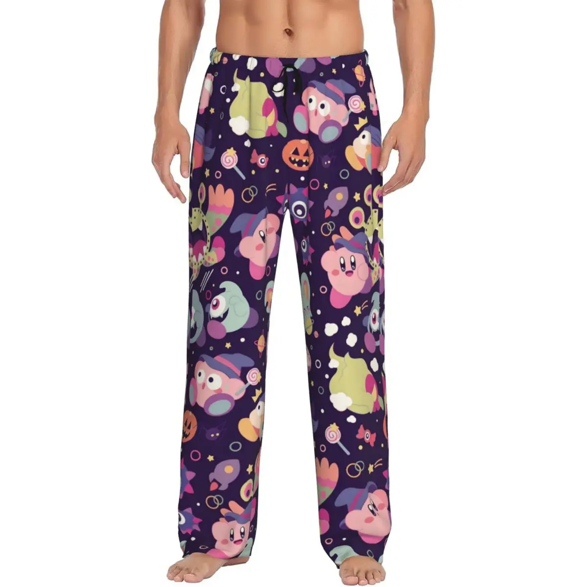Pantalones de Pijama Personalizados para Hombre con Estampado de K-Kirbys, Diseño Kawaii de Muñeco de Peluche, Animal Estrella, Ropa de Dormir con Bolsillos