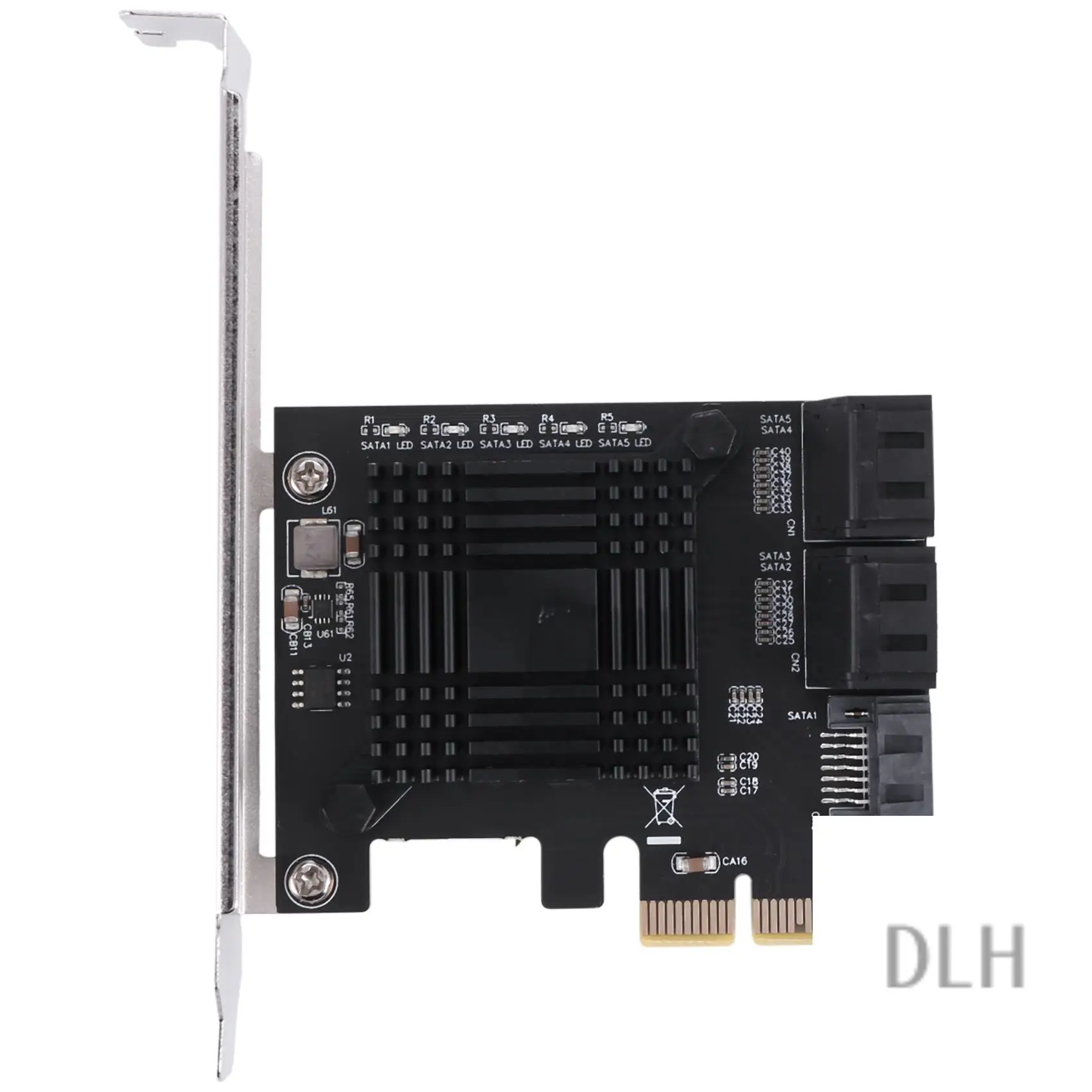 

VO-Pcie SATA Card 5 Port, PCI-E To SATA Expansion Card, 6Gbps PCI-E (2X 4X 8X 16X) SATA 3.0 Controller Card For Windows