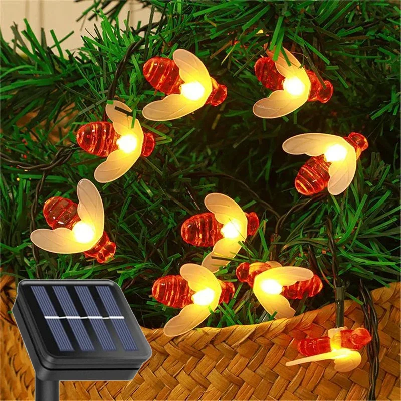 LED Outdoor Solar Bee String Lights Festival Garden Decorative Lights Solar Ball Cherry Star Light Camping Wedding Decoration