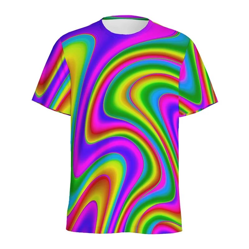 T-shirt con motivo trippy liquido colorato astratto per uomo T-shirt estiva casual girocollo a maniche corte da donna T-shirt stampata in 3D