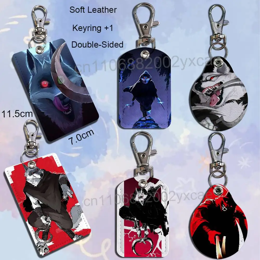 Double sickle anart furry Death Wolf Cartoon Singer Anime Card Keychain Fashion Pendant Bag ID Door Card Holder Bus Card Cute