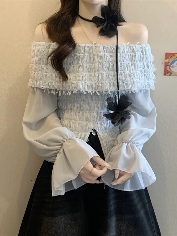 

Женская рубашка с бахромой на одно плечо и длинными рукавами, облегающий крой, весенне-осенний топ, элегантная одежда для повседневной носки