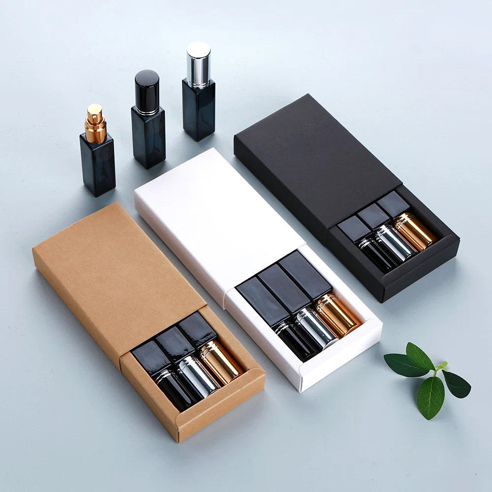 5/10/15 個 10 ミリリットルブルー香水瓶空のガラス包装箱付き香水アトマイザー旅行化粧品詰め替えスプレーボトル