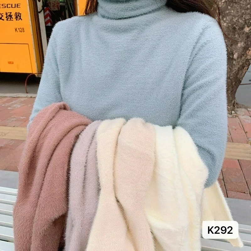 

Облегающая модная трикотажная футболка с высоким воротником, женская летняя футболка с завязкой на талии, базовый слой, корейский чистый свободный пуловер с длинными рукавами B58