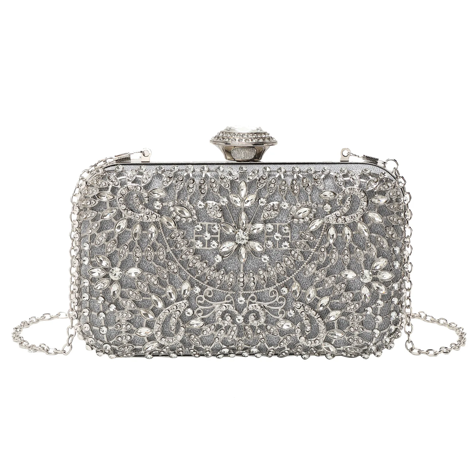 

Stylish Women's Diamond - Studded Evening Handbag Elegant Handheld Clutch for Formal Dinners Chain - Strapped Crossbody Purse