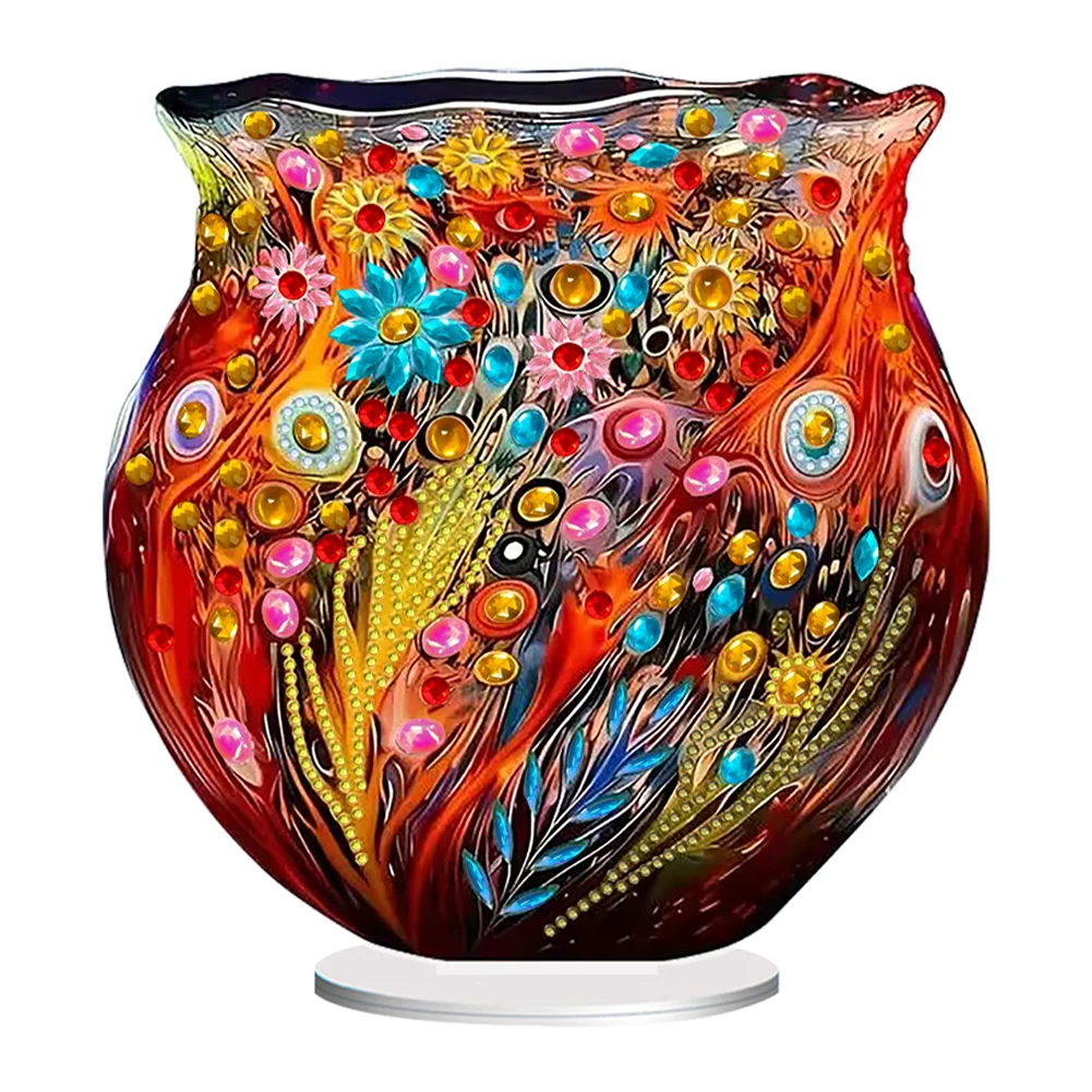Vaso con stampa piatta 2D Kit di ornamenti per pittura con diamanti da tavolo fai da te 5D Decorazioni da tavolo con diamanti fai da te Decorazione della tavola della camera da letto