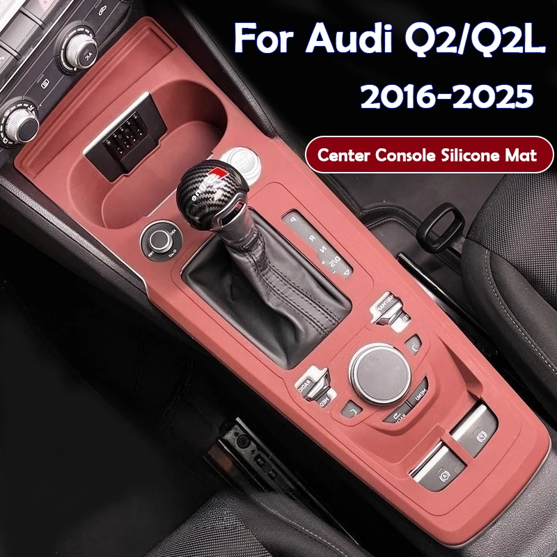

For Audi Q2/Q2L e-tron 2016-2024 2025 Car Center Console Storage Box Mat Silicone Cushion Organizer Cup Holder Pad Armrest Trays