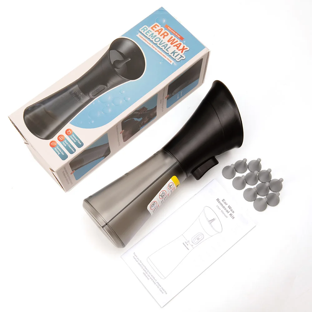 Ear Cleaner Manual Wax Removal Kit Gentle Ear Irrigation Tool Hand-Controlled Flow Soft Silicone Tips
