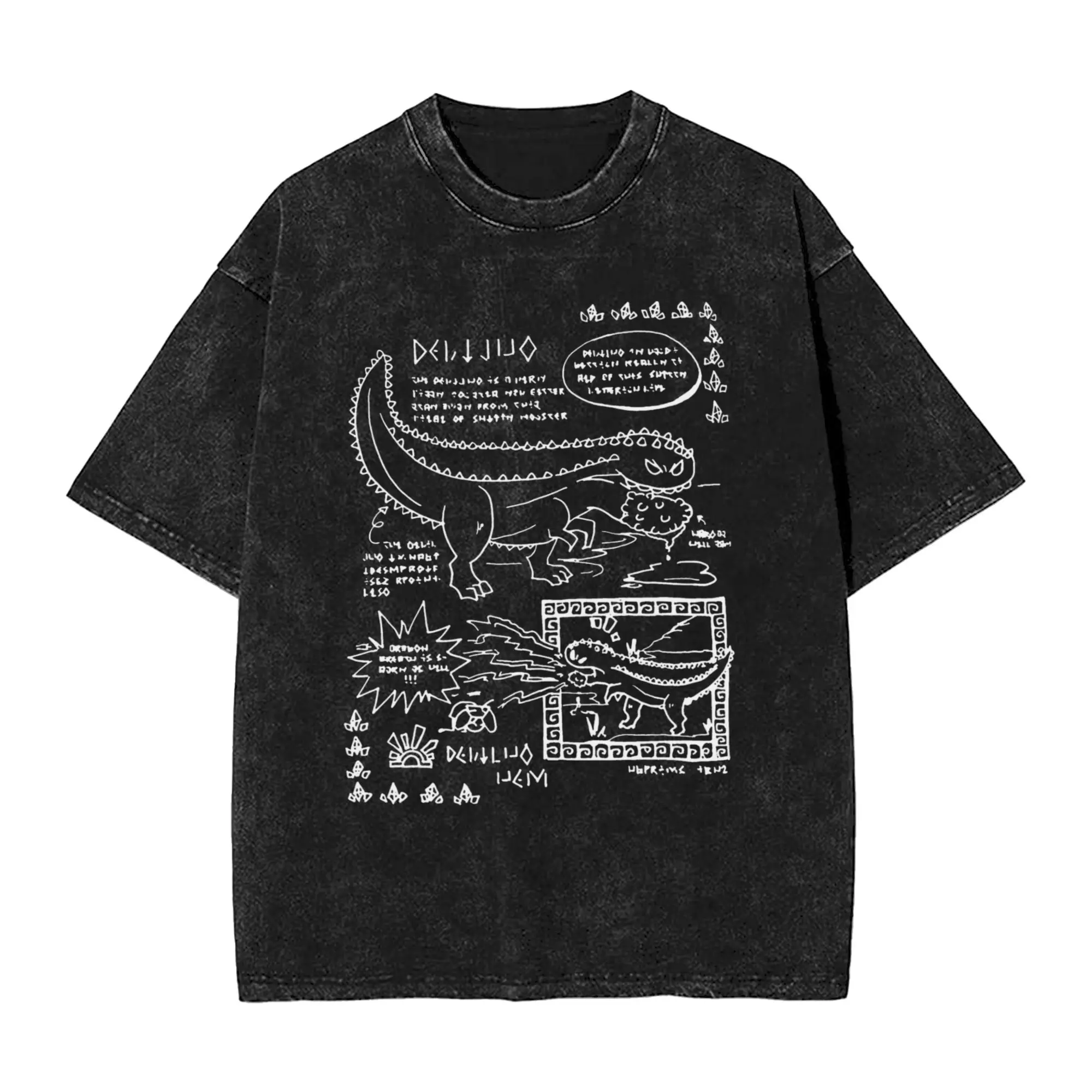 

Vintage Washed T-Shirt Monster Hunter Deviljho Cotton T Shirts Leisure Tshirt for Male Summer Aesthetic Casual Tees