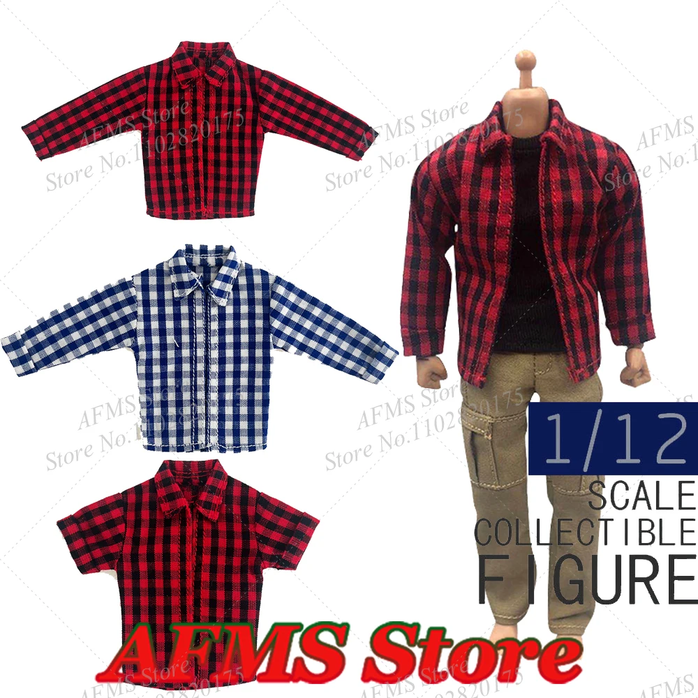 1/12 男性兵士 Tシャツトレンディなジーンズプルオーバーチェック柄シャツカーゴパンツアニメヒーロー人形服フィット 6 インチアクションフィギュアボディ