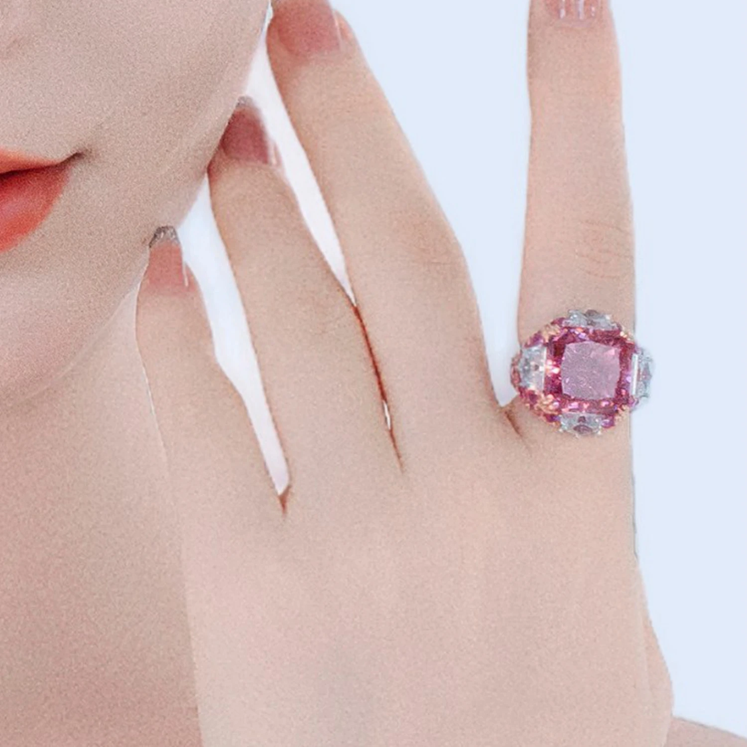 KQDANCE Luxury Craft 925 Silver Square Purple Pink Synthetic Cocktail Ring Vintage Party Jewelry For Women 2025 New