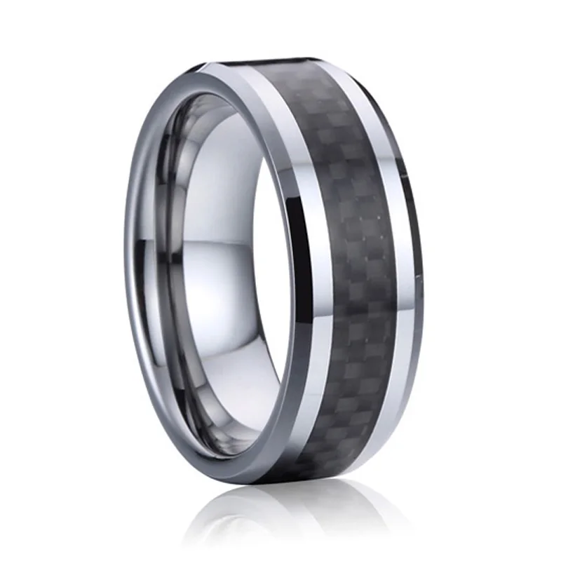 high quality waterproof black carbon fiber men's jewelry fashion tungsten carbide wedding rings for men male boys jewellery