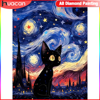 HUACAN Diamond Mosaic Cat Embroidery New Arrival 5D DIY Animal Picture Rhinestones Painting Cross Stitch Decor For Home