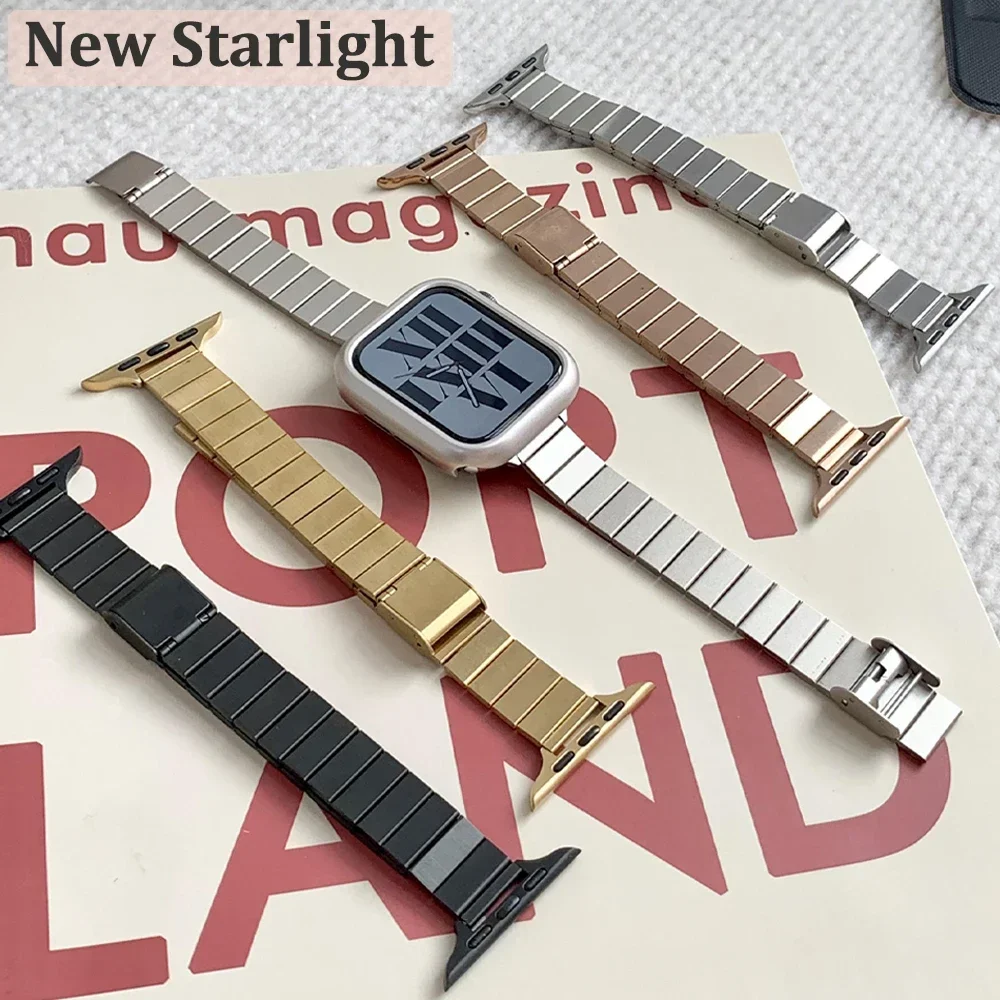 Edelstahlarmband für Apple Watch Ultra2 49 mm 9 8 7 42 44 45 mm 41 38 40 mm Damen Slim Armband für iWatch6 5 4 se 3 Lady Band