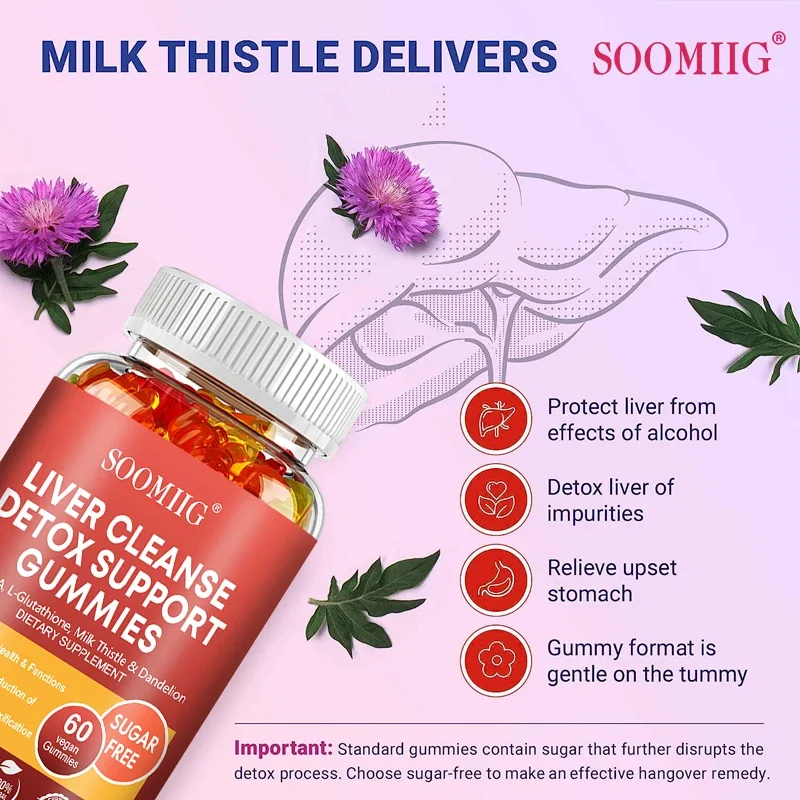 SOOMIIG Liver Cleanse Detox Gummies + Liver Nutrients with Milk Thistle Extract To Help Cleanse, Detoxify and Purify The Liver