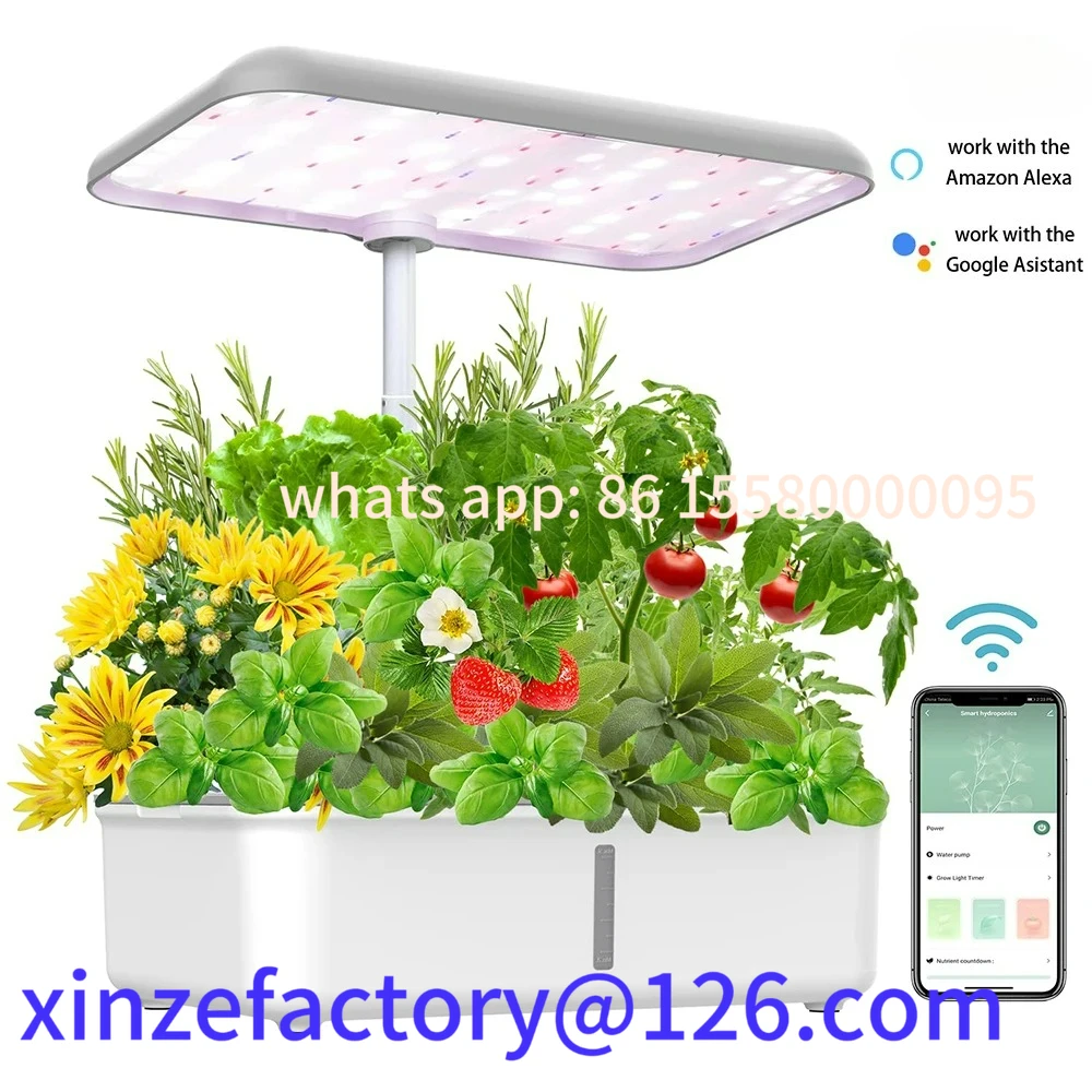 Sistema de cultivo hidropónico Wifi personalizable con luz LED de cultivo, bomba automática, jardinería interior inteligente