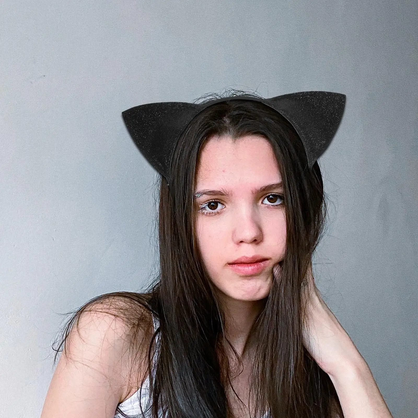 Bandeau oreilles de chat taille réglable pour femmes et adultes, accessoires de Costume de fête d'halloween, bandeaux d'oreille en fer à paillettes noires pour fête