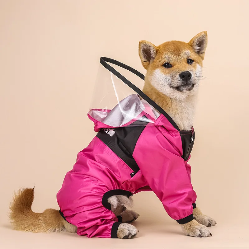 Pet Dog Raincoat Transparent Hooded Jumpsuit Dogs Waterproof Coat Water Resistant Clothes for Dogs Cats Jacket Pet Supplies