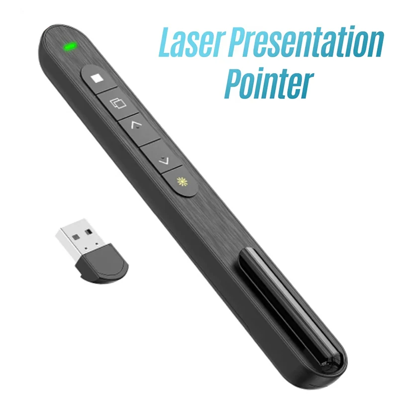 Wireless Presenter Red Laser Page Turning Pen 2.4GHz Volume Remote Control PPT Presentation USB PowerPoint Pointer Mouse Clicker