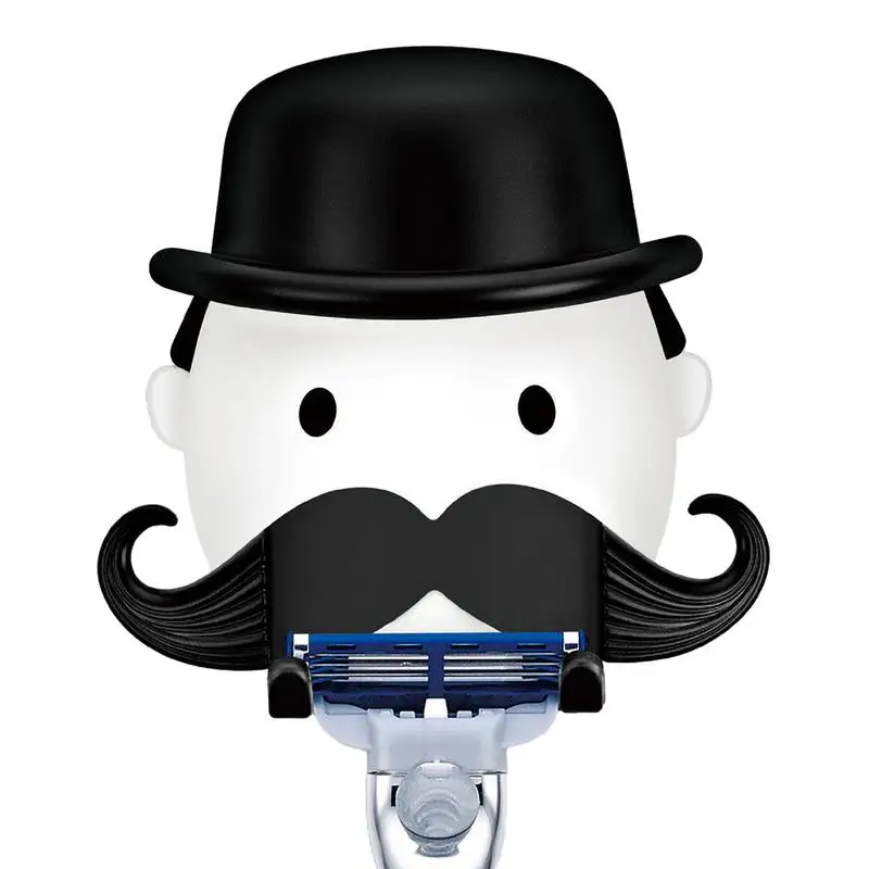 Moustache Shape Plastic Shaver Holder Bathroom Washroom Wall Sucker Storage Rack Razor Beard Shaver Organizer Suction Cup Hook