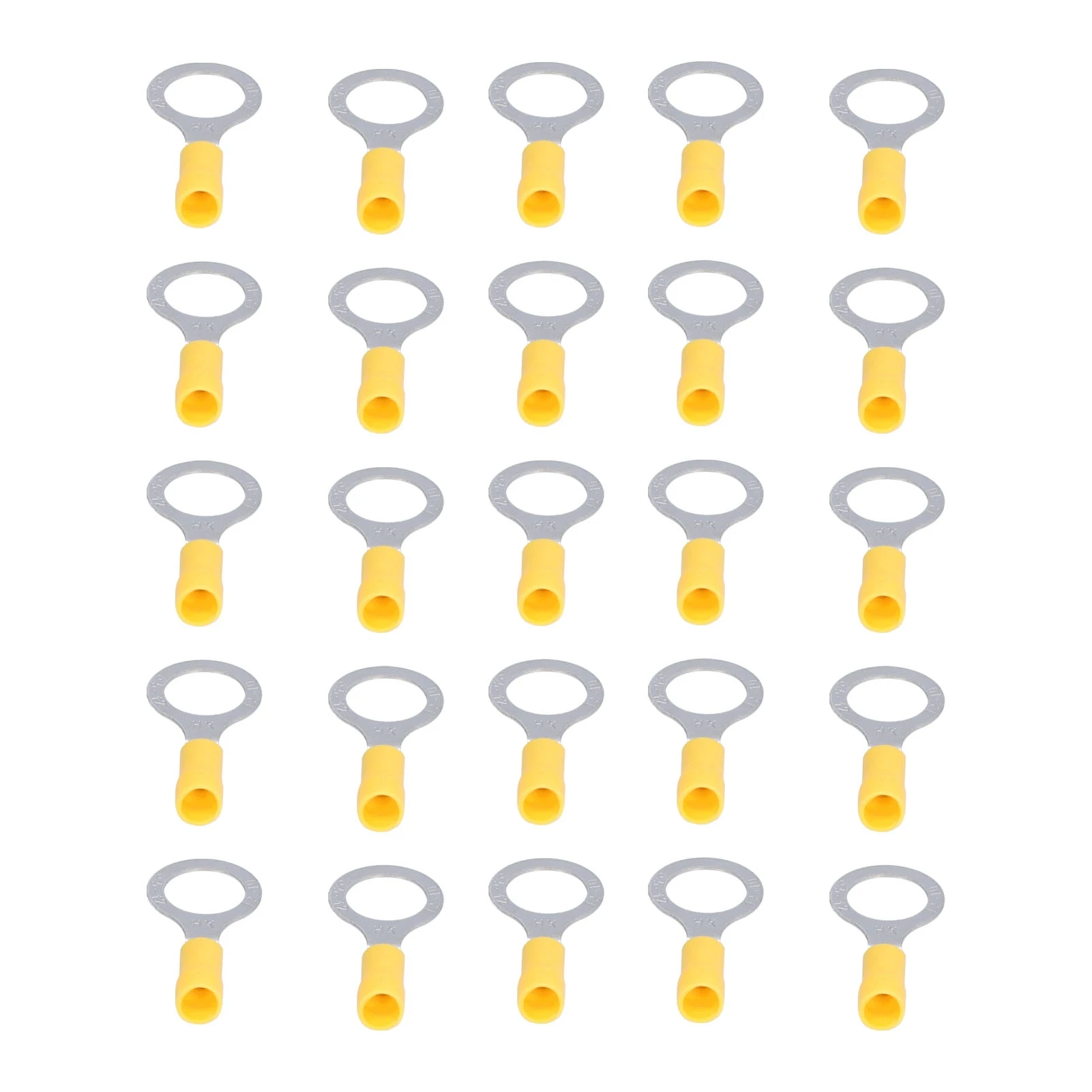 25Pcs Ring Terminal Electrical Wire Cable Crimp Connector RV5‑12 Accessory Set Kit Yellow
