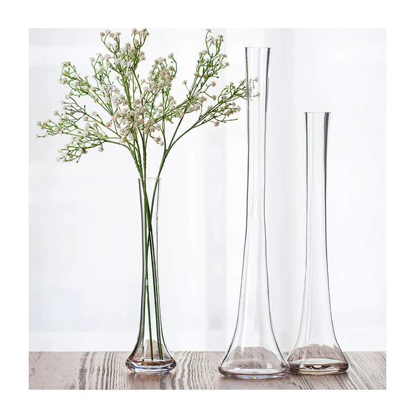 GIEMZA Large Floor Vases Tall 1pc High Glass Vase for Home Decor Thin Single Flower Bottle No Dried Plant on Floor Decoration