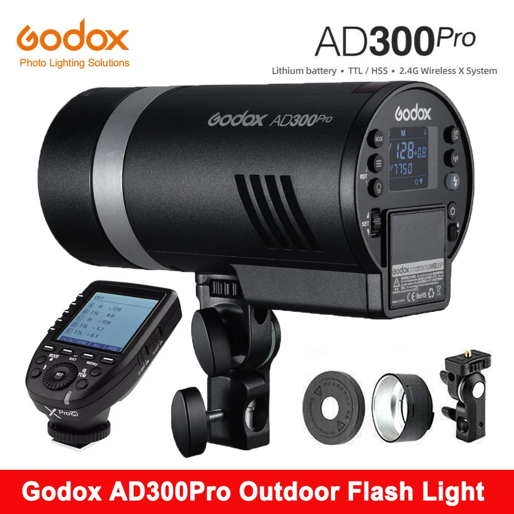 

Godox AD300Pro TTL Outdoor Flash Light 300Ws 2.4G 1/8000 HSS Speedlite with Xpro Trigger for Canon Nikon Sony Fuji Olympus Penta