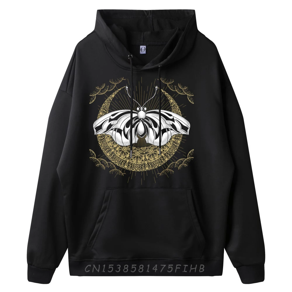 Astrology Occult Celestial Body Luna Moth Sweatshirt Funky Long Sleeve Leisure Discount Mans Autumn Hoodies Leisure Sweatshirt