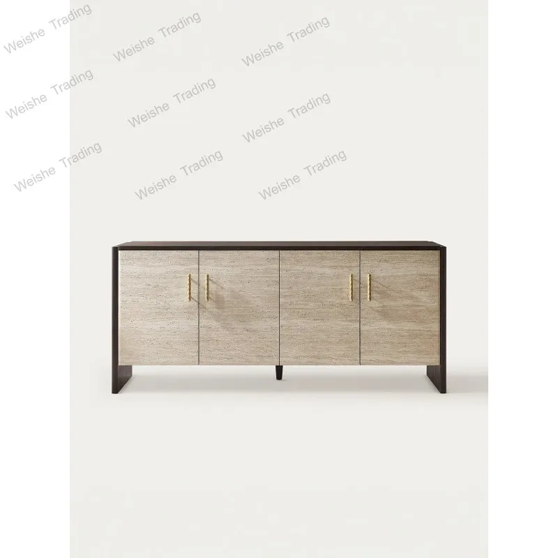 

Тумба-витрина Wabi Sand Wind Travertine с каркасом из массива дерева, легкая роскошная тумба-шкаф для гостиной и прихожей