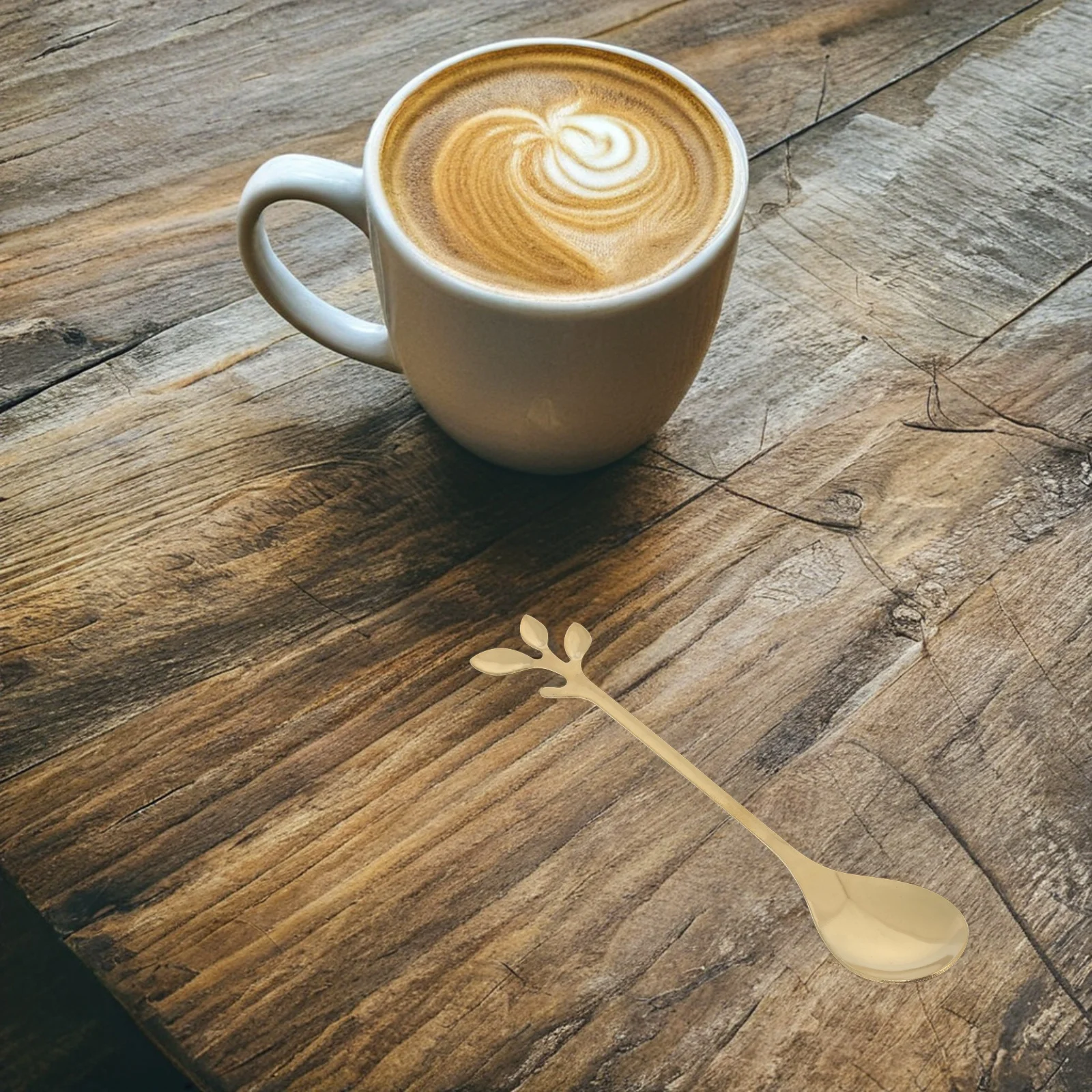 

20Pcs Stainless Spoons Elegant Design for Coffee Tea Ice Cream Seasoning Leaf Spoon Seasoning Spoons