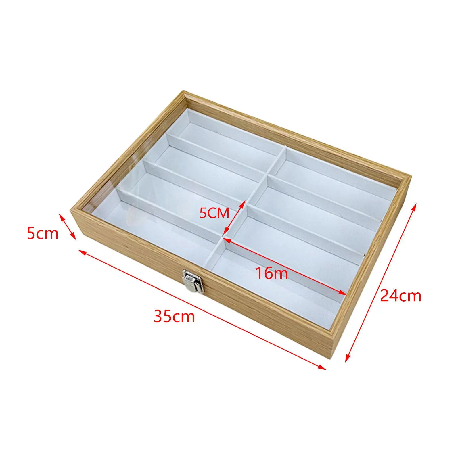 Portable Sunglasses Organizer Box Wooden Case with Transparent Lid 8 Slots for Glasses Watch Jewelry Display Storage