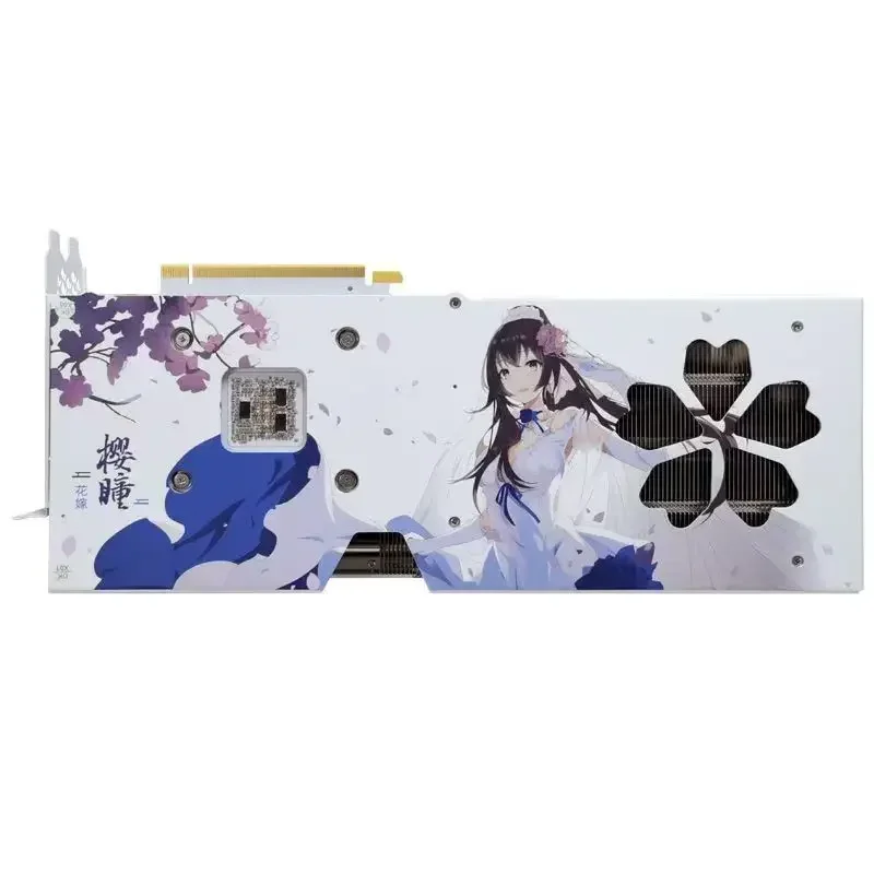 

RTX4070 Sakura Flower Marriage 12G White Three Fan Desktop Computer Game E-sports Graphics Card