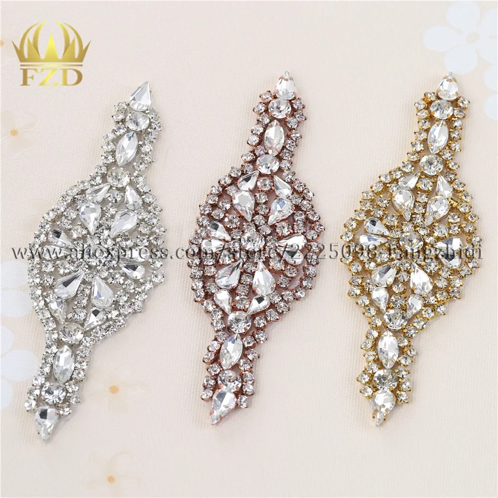 

30Pcs Wholesale Clear Crystal Rhinestones Bling Diamante Motif Appliques Trimming For Waist Belt Strass Crystal Patches Hotfix