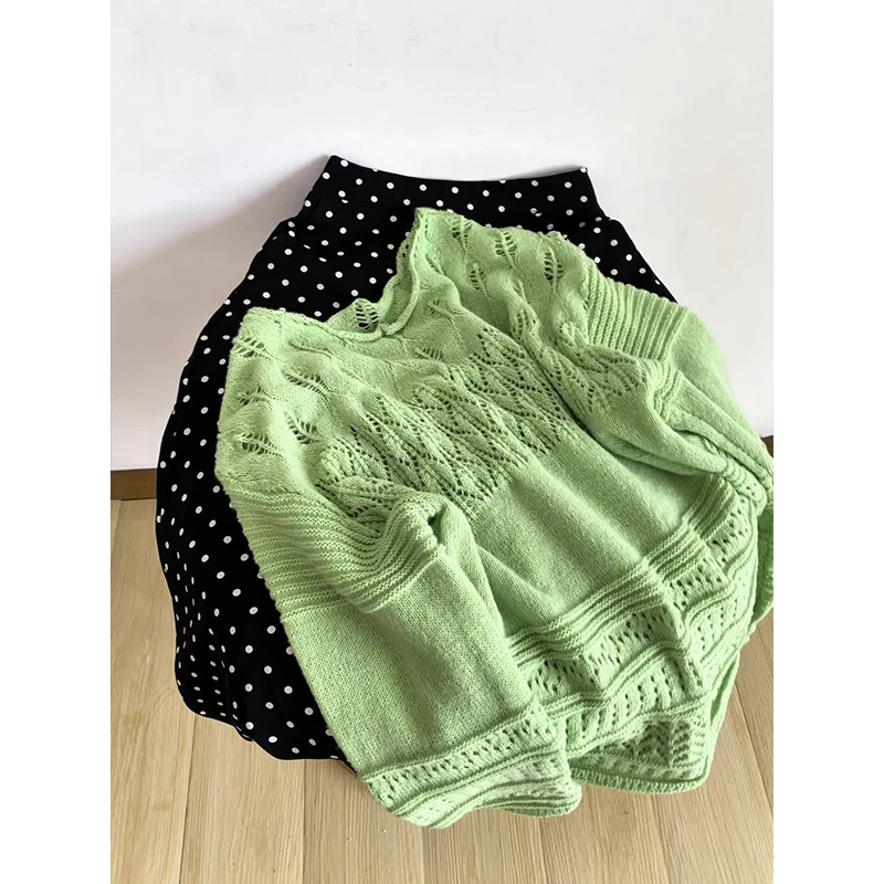 

een Me Knitted Top Women's Early Autumn Casual Vintage Outerwear Loose Long Sve irt Sunade Cover up