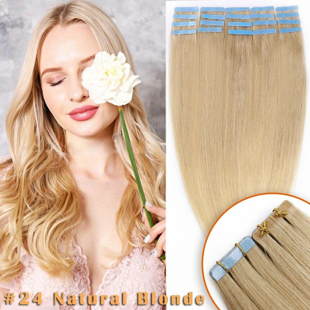 100-human-hair-tape-in-weft-20pcs-16inch-straight-2-4-for-thicker-hair-style-change-office-wholesale-dropship